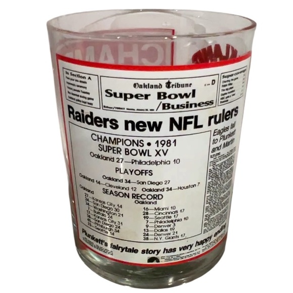 Oakland Raiders NFL 1981 Super Bowl XV Champions Commemorative Rocks Glasses - Picture 2 of 4